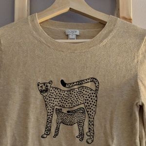 J Crew Knit Sweater with Leopard Graphic